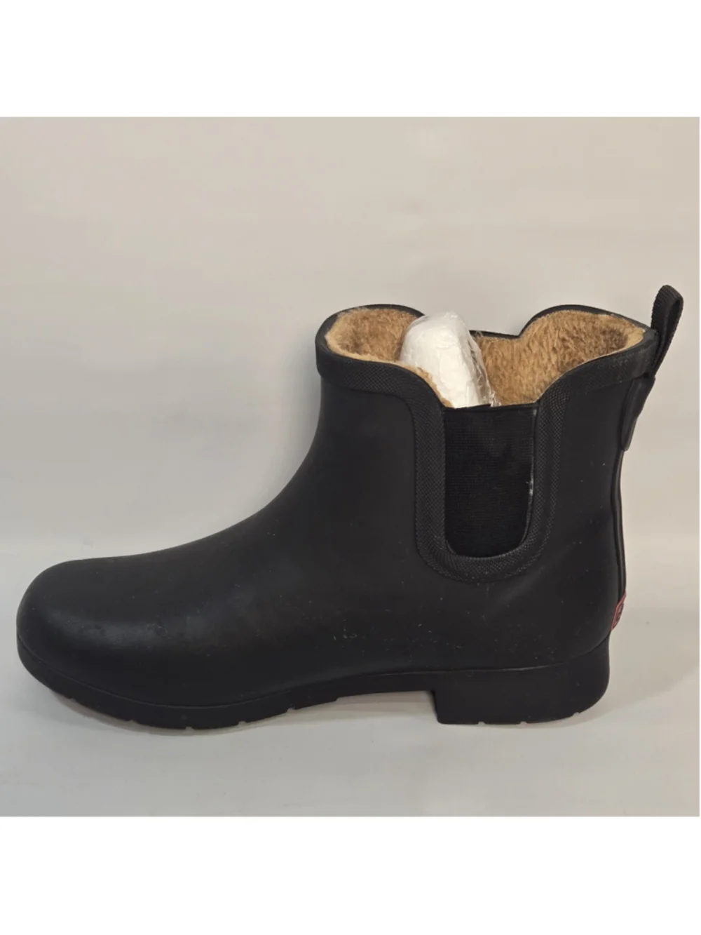 Chooka Delridge Chelsea Rain Boots Black Faux Fur Waterproof Womens 8 Rubber